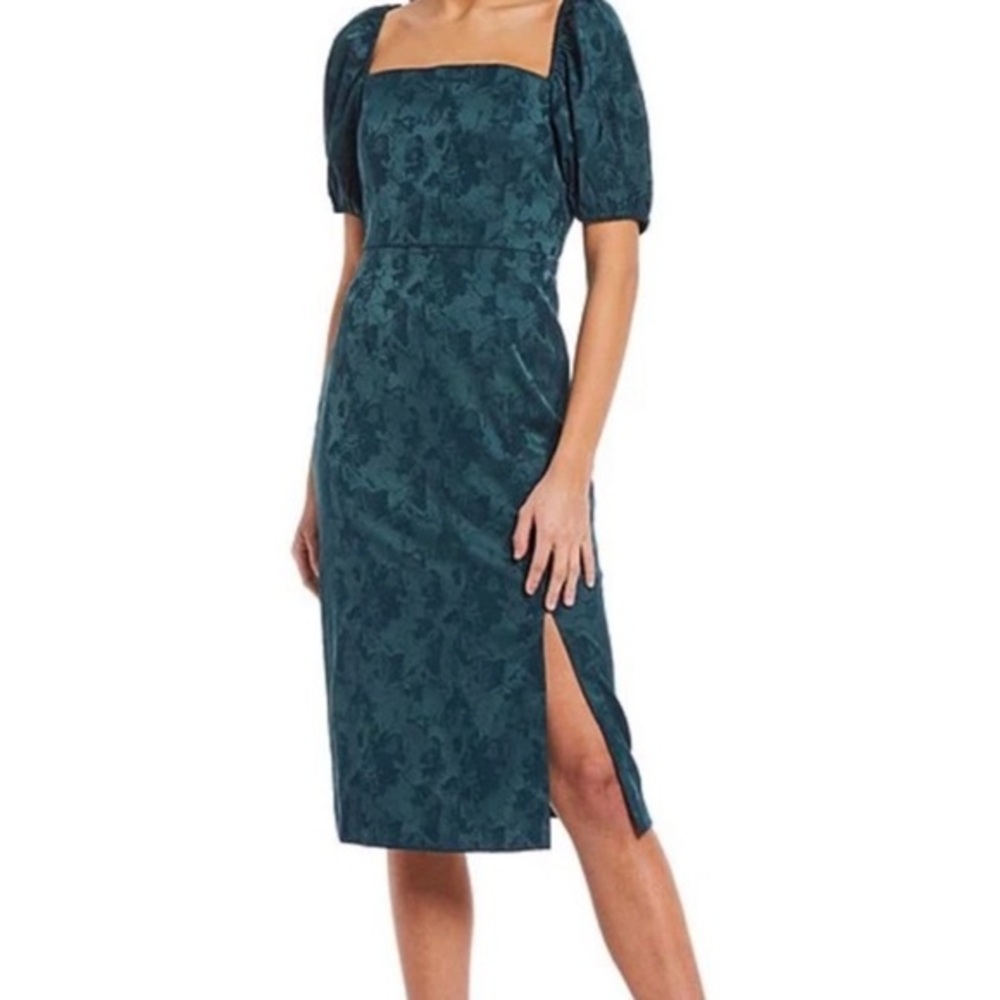 NWT Sachin & Babi Gina Jewel Tone Emerald Green‎ Jacquard Knee Length Dress